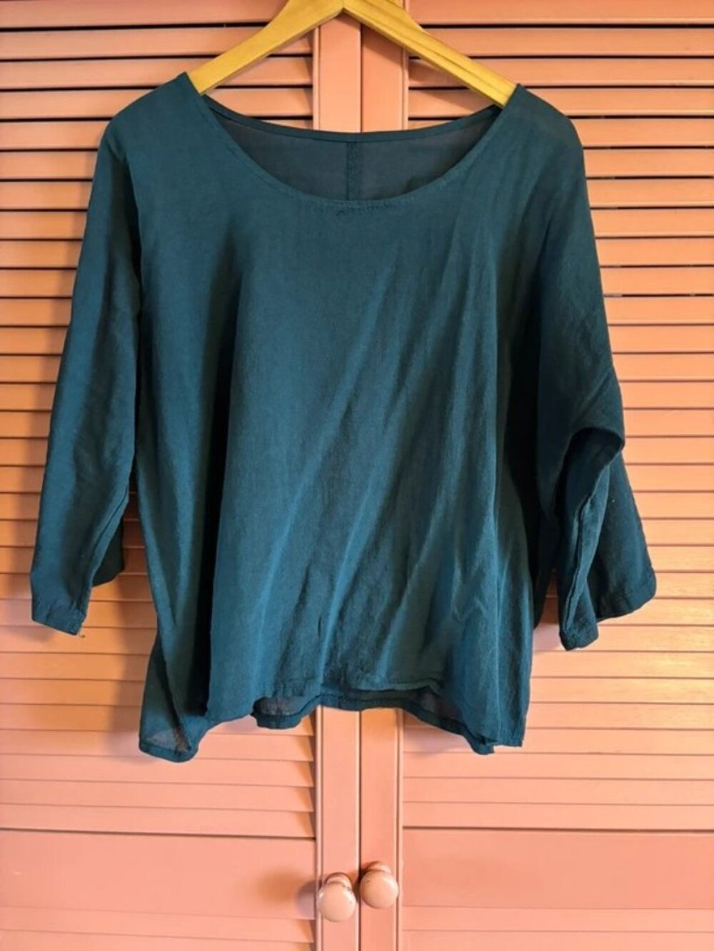 navy linen/cotton 3/4 sleeve top